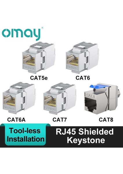 Cat.7 2 Adet RJ45 Cat8 Aletsiz Stp Korumalı Keystone Jack Modülü, Kendinden Kilitli Cat7 CAT6A Cat6 CAT5E Çinko Alaşım Ağ Çoğaltıcı Adaptörü (Yurt Dışından)