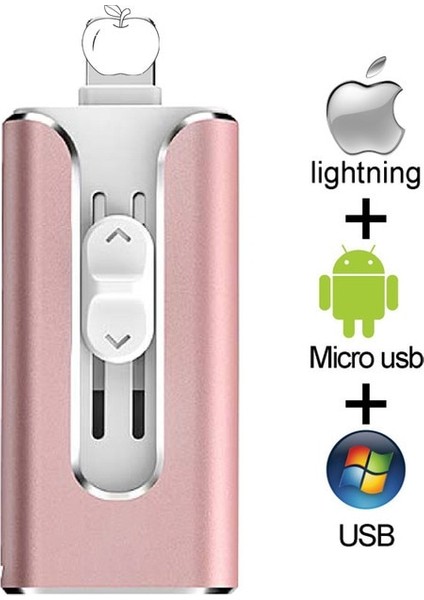 Pembe 256GB Pendrive 128GB 3'ü 1 Arada iPhone USB Flash Sürücü Otg 32GB Pendrive 3.0 Cle USB Flash Sürücü 64GB iPhone /android/tablet Pc Için (Yurt Dışından)