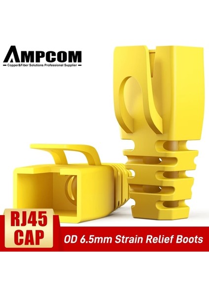 6.5 mm Sarı 50 Adet Ampcom Ethernet Ağ Kablosu Gerginlik Giderici Bot Kablosu RJ45 Konnektör Fişi Kapakları 6.5/7.5/8.0mm Cat8 Cat7 CAT6A Cat6 CAT5E (Yurt Dışından)
