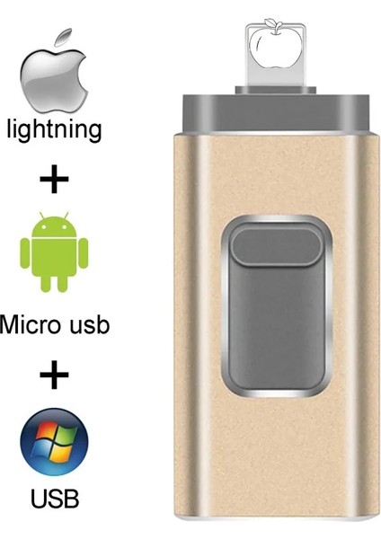Pembe 256GB Pendrive 128GB 3'ü 1 Arada iPhone USB Flash Sürücü Otg 32GB Pendrive 3.0 Cle USB Flash Sürücü 64GB iPhone /android/tablet Pc Için (Yurt Dışından)