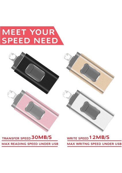 Pembe 256GB Pendrive 128GB 3'ü 1 Arada iPhone USB Flash Sürücü Otg 32GB Pendrive 3.0 Cle USB Flash Sürücü 64GB iPhone /android/tablet Pc Için (Yurt Dışından)