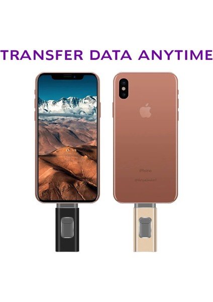 Pembe 256GB Pendrive 128GB 3'ü 1 Arada iPhone USB Flash Sürücü Otg 32GB Pendrive 3.0 Cle USB Flash Sürücü 64GB iPhone /android/tablet Pc Için (Yurt Dışından)