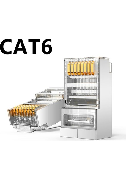 Cat6 20 Adet Jillway Cat6 RJ45 Konnektör 8P8C Modüler Kristal Kafa Ağ Kablosu Fişi Altın Kaplama Kategori 6 Ağ 1000 M Konnektör 40 Adet (Yurt Dışından)