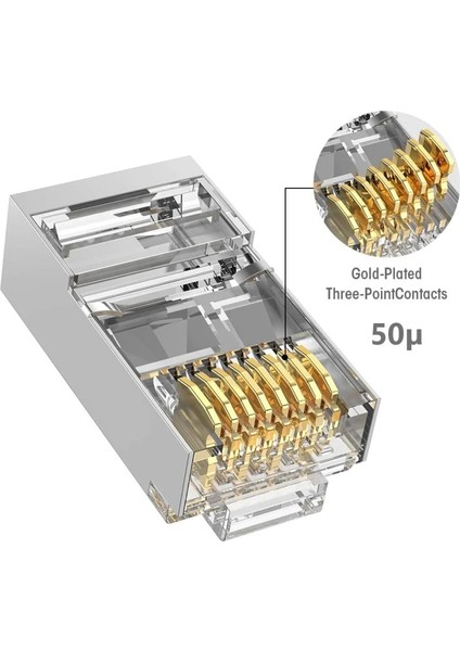 Cat6 20 Adet Jillway Cat6 RJ45 Konnektör 8P8C Modüler Kristal Kafa Ağ Kablosu Fişi Altın Kaplama Kategori 6 Ağ 1000 M Konnektör 40 Adet (Yurt Dışından)