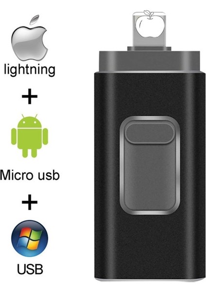 Siyah 128 GB Otg USB Flash Sürücü Apple iPhone iPad Ipod Mobil Için USB Flash Disk USB Sopa Flash Kalem Sürücü 128G 64 GB 32 GB 16 GB USB Flash 3.0 (Yurt Dışından)