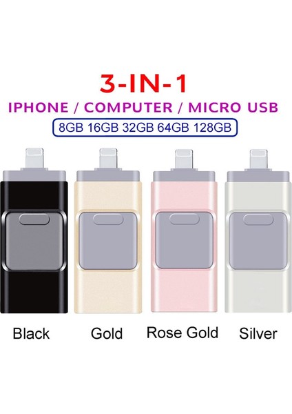 Gümüş 256 GB USB Flash Sürücü Pendrive Otg Usb3.0 Flash Sürücü 16 GB 32 GB 64 GB Kalem Sürücü 128 GB iPhone iPad Pc Için USB Bellek Çubuğu (Yurt Dışından)
