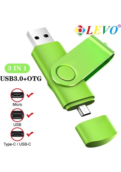 Yeşil 64 GB Tip C USB Flash Sürücü Otg Cle USB 3.0 Sopa 64 GB Otg Kalem Sürücü 8 GB 16 GB 32 GB 128 GB Depolama Aygıtları Fotoğraf Sopa Akıllı Telefon Için (Yurt Dışından)