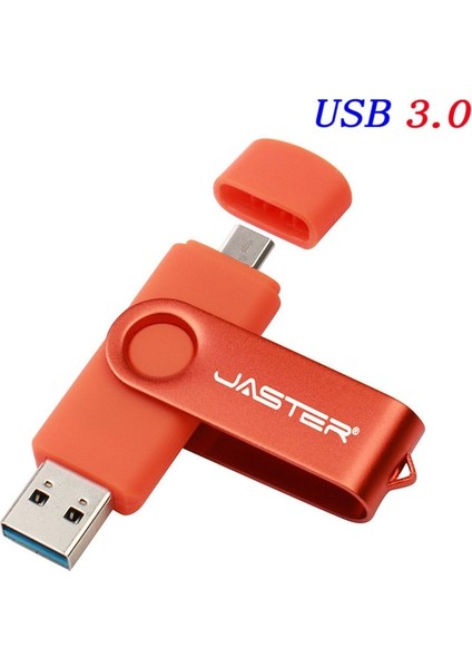 Turuncu 16GB Jaster USB 3.0 Otg Metal USB Flash Sürücü Pendrive 16GB 32GB 64GB 128GB Anahtar USB Sopa Kalem Sürücü Flaş (Yurt Dışından)