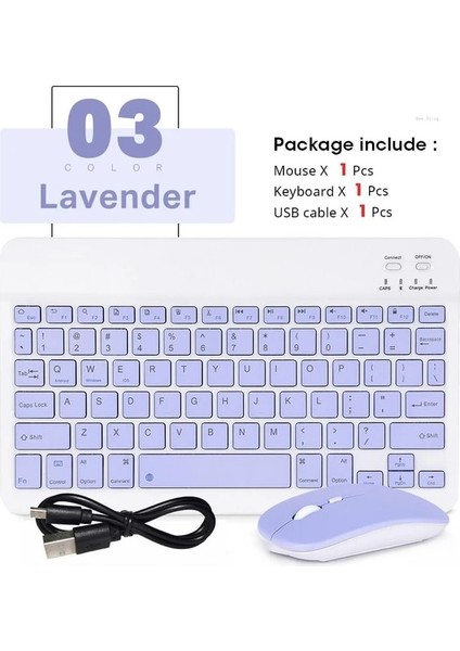 Lavanta-Fare Bluetooth Klavye iPad Xiaomi Samsung Huawei Tablet Dizüstü Ios Android Rusça Arapça Kore Taşınabilir Kablosuz Klavye (Yurt Dışından)