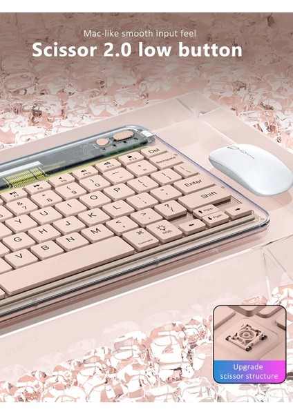 Pembe Şeffaf Kablosuz Bluetooth Klavye Ultra-Ince Taşınabilir iPad Akıllı Telefon Tablet Dizüstü Ios Android Windows Için Arkadan Aydınlatmalı (Yurt Dışından)