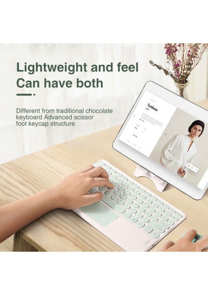 Sarı Kablosuz Bluetooth Klavye Touchpad Fare Arkadan Aydınlatmalı Rgb Rusça Portekizce Ispanyolca Kore Tablet iPad Android Windows Için (Yurt Dışından)