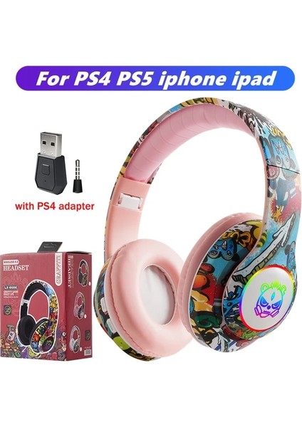Pembe P4 Adaptörü Ps4 Ps5 Tv Dizüstü Bilgisayar Bluetooth Kulaklık Rgb Oyun Müzik Kulaklık Mikrofonlu Kulaklık Desteği Tf Kart Kız Erkek Doğum Günü Hediyesi (Yurt Dışından)