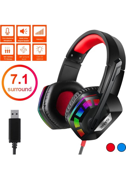 Mavi 5.1 7.1 Stereo Kablolu LED Oyun Kulaklığı Ps4 Oyuncu Kulaklık Için Mic ile Gürültü Önleyici Pc Bilgisayar Aşırı Kulak Pc Dizüstü Tablet Kask (Yurt Dışından) fiyatları