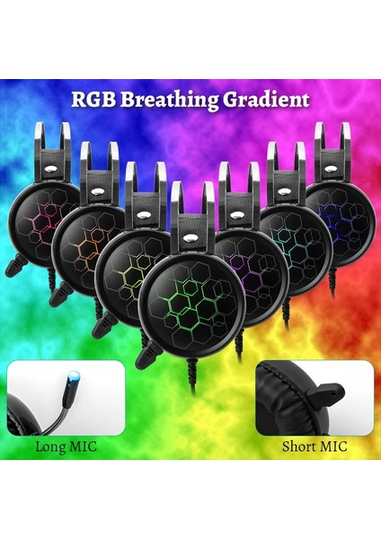 3.5mm Kısa Mikrofon Oyun Kulaklıkları 3.5mm LED Işık Kulaklık Stereo Surround Kulaklık Pc Bilgisayar Dizüstü Ps4 Için Gürültü Azaltma Mikrofon ile (Yurt Dışından)