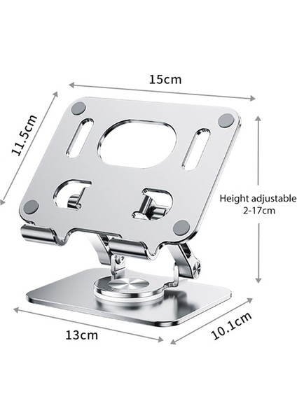 P2026 Gümüş Alüminyum H06 Tablet Standı Masa Yükseltici 360 ° Döndürme Çok Açılı Yüksekliği Ayarlanabilir Katlanabilir Tutucu Dock Xiaomi iPad Tablet Lap Için (Yurt Dışından)