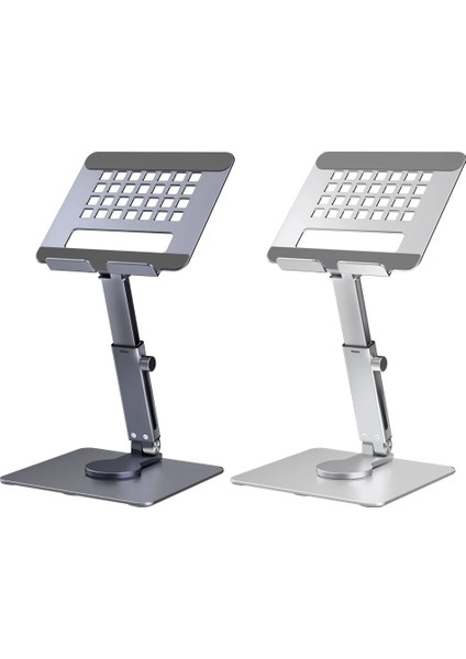 P2026 Gümüş Alüminyum H06 Tablet Standı Masa Yükseltici 360 ° Döndürme Çok Açılı Yüksekliği Ayarlanabilir Katlanabilir Tutucu Dock Xiaomi iPad Tablet Lap Için (Yurt Dışından) modelleri
