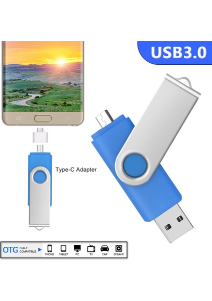 Mor 128GB Type-C USB 3.0 Flash Sürücüler 128GB Otg 3'ü 1 Arada Kalem Sürücü 64GB 256GB Pendrive 512GB Cle USB Bellek Anahtar USB Stick Telefon Için USB 3.0 (Yurt Dışından)