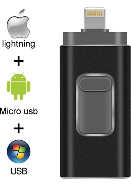 Siyah 128GB USB Flash Sürücü Pendrive iPhone 6/6s/6plus/7/7plus/8/x Usb/otg/lightning 32G 64GB Kalem Sürücü Ios Harici Depolama Aygıtları Için (Yurt Dışından)