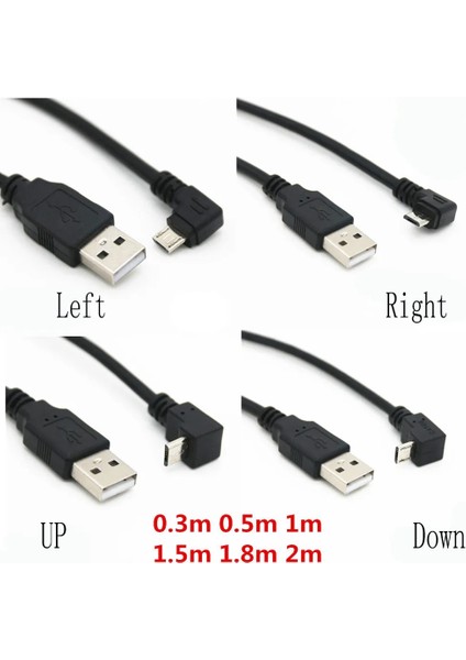 Aşağı 2m Yukarı Aşağı Sol Sağ Açılı 90 Derece USB Mikro USB Erkek - USB Erkek Veri Şarjı Bağlantı Kablosu 25CM 50CM Tablet Için 5ft 1m (Yurt Dışından) fiyatları