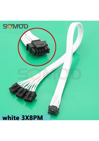 Beyaz 3X8PM 80 cm Modüler Kablo 2 * Gpu 8 Pin'den 16 Pin'e 3* Gpu 8 Pin Erkek Pcı-E 5.0 12VHPWR Rtx 4090, Sezonluk Psu 16AWG 600 W Adaptör Kablosu (Yurt Dışından)