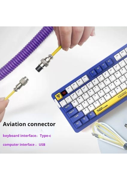 Siyah 1.8m Sarmal Kablo C Tipi Mekanik Klavye Teli USB Klavye Kablosu Mekanik Klavye Aviator Masaüstü Bilgisayar Havacılık Konektörü (Yurt Dışından)
