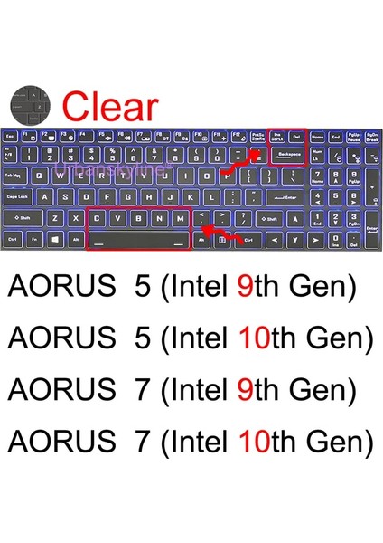 Temizle Aorus 5 7 Aero Klavye Kapak Için Gigabyte Aorus 5 7 15G 15P 17G 17X Aero 15 17 Hdr 15W 15X G5 G7 A7 Oyun Koruyucu Kılıf Dizüstü Bilgisayar (Yurt Dışından)