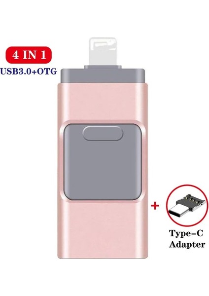 Pembe Gönderme Tip C 4 GB Otg USB Flash Sürücü iPhone 256G 512G 128G USB 3.0 Memory Stick Harici Depolama Ios/android/tip C/windows Aygıtı 4'ü 1 Arada (Yurt Dışından)
