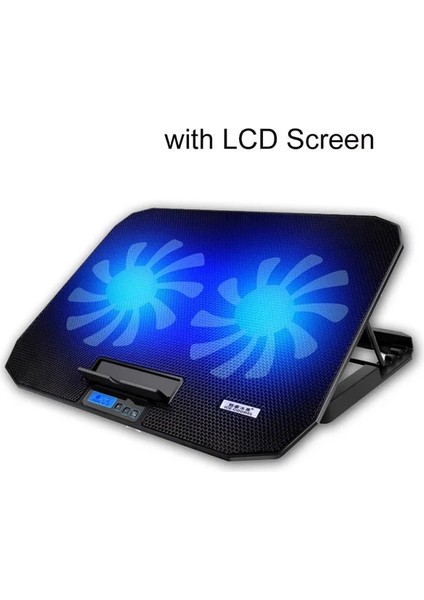 Siyah LCD Seenda Soğutma Dizüstü Bilgisayar Standı 2 Fanlı USB Soğutma LED Ekran Soğutma Pedi Dizüstü Bilgisayar Standı (Yurt Dışından)