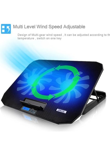 Siyah LCD Seenda Soğutma Dizüstü Bilgisayar Standı 2 Fanlı USB Soğutma LED Ekran Soğutma Pedi Dizüstü Bilgisayar Standı (Yurt Dışından)