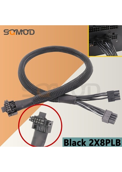 Siyah 2X8PLB 50CM 12VHPWR Modüler 2 * Cpu 8-Pin'den 16 Pin'e 3* Cpu 8-Pin Erkek Pcı-E 5.0 12VHPWR Rtx 4090 Corsair Psu 16AWG 600W Adaptör Kablosu (Yurt Dışından)