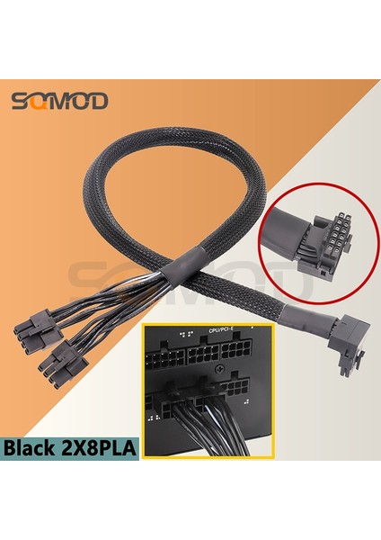 Siyah 2X8PLB 50CM 12VHPWR Modüler 2 * Cpu 8-Pin'den 16 Pin'e 3* Cpu 8-Pin Erkek Pcı-E 5.0 12VHPWR Rtx 4090 Corsair Psu 16AWG 600W Adaptör Kablosu (Yurt Dışından)