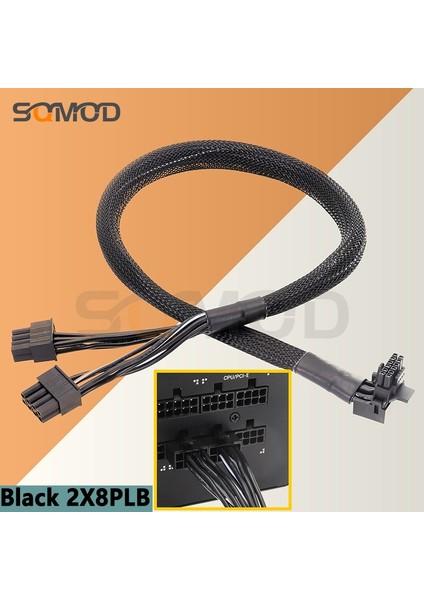 Siyah 2X8PLB 50CM 12VHPWR Modüler 2 * Cpu 8-Pin'den 16 Pin'e 3* Cpu 8-Pin Erkek Pcı-E 5.0 12VHPWR Rtx 4090 Corsair Psu 16AWG 600W Adaptör Kablosu (Yurt Dışından)