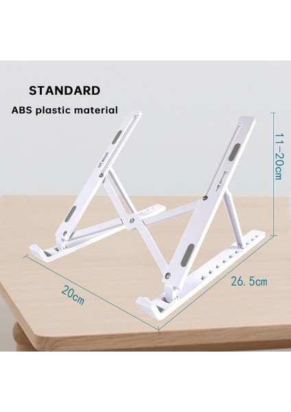 Temel Fon Beyaz Dizüstü Bilgisayar Standı Soğutma Standı Abs Plastik Malzeme Taşınabilir Ayarlanabilir Kalınlaşma Ağırlık Malzemesi Taşınabilir Dizüstü Bilgisayar Aksesuarı Için (Yurt Dışından)