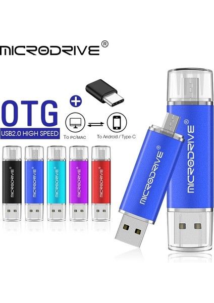 Gök Mavisi 256GB Otg Tip C Pendrive 128GB 64GB Hafıza Çubuğu 32GB 16GB Kalem Sürücü 8gb 4gb Flash USB Kalem Flash Stick Tip-C Adaptörü ile Hediye (Yurt Dışından)