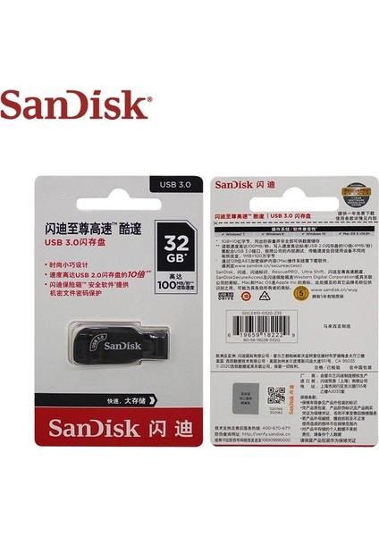 Siyah 32GB Originalsandisk 100% Orijinal USB 3.0 USB Flash Sürücü CZ410 64GB 128GB 256GB 512GB Kalem Sürücü Memory Stick U Disk Mini Pendrive (Yurt Dışından)