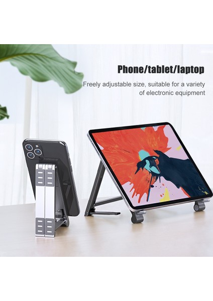 Gri Stand ve Çanta Oatsbasf Mini Taşınabilir Dizüstü Bilgisayar Standı Tutucu Macbook Air Pro iPad 3 In 1 Sihirli Çubuk Cep Tablet Telefon Tutucu Dizüstü Standı (Yurt Dışından)