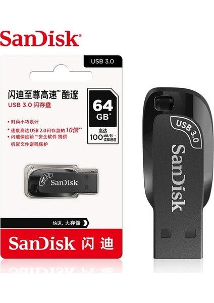 64GB (CZ410) Sandisk CZ410 Usb3.0 Flash Sürücü 32GB 64GB 128GB 100MB/S 256GB Ultra Shift Siyah Memory Stick U Disk Mini Pendrive Bilgisayar Için (Yurt Dışından)