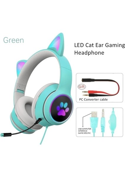 Mavi Rgb Parlayan Kablolu Kulaklık Oyuncu Kız Kulaklıklar Dizüstü Bilgisayar Ps4 Pc Xbox, Okul Hifi Stereo Bas Müzik Kulaklık Için Mikrofon ile (Yurt Dışından)