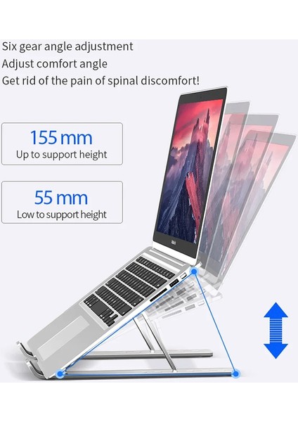 Siyah Katlanabilir Dizüstü Bilgisayar Standı Alüminyum Dizüstü Standı Taşınabilir Dizüstü Bilgisayar Tutucu Tablet Standı Bilgisayar Desteği MacBook Air Pro ipad (Yurt Dışından)