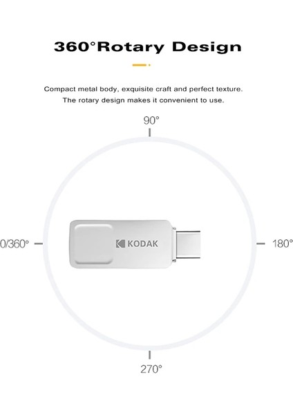 64 GB Kodak Metal Kalem Sürücü 32 GB 64 GB 128 GB 16 GB Pendrive USB 3.1 Tip-C Çift Sürücüler USB Flash Sürücü Memory Stick Yüksek U Disk Memoria (Yurt Dışından)