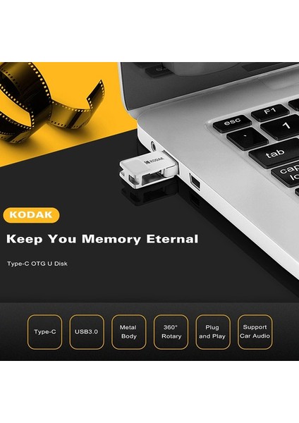 64 GB Kodak Metal Kalem Sürücü 32 GB 64 GB 128 GB 16 GB Pendrive USB 3.1 Tip-C Çift Sürücüler USB Flash Sürücü Memory Stick Yüksek U Disk Memoria (Yurt Dışından)