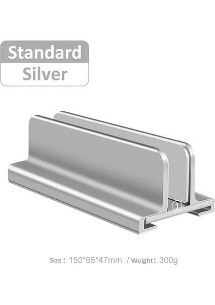 Tek Gümüş Dikey Ayarlanabilir Dizüstü Bilgisayar Standı Alüminyum Taşınabilir Dizüstü Bilgisayar Montaj Desteği Tabanı Tutucu MacBook Pro Hava Aksesuarı Kitap Tutucu (Yurt Dışından)