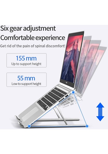 Gri Yükseltme Mini Çok Fonksiyonlu Katlanabilir Dizüstü Bilgisayar Standı Ayarlanabilir Alüminyum Dizüstü Bilgisayar Destek Masası Tabanı Tutucu Dizüstü Tablet Aksesuarları (Yurt Dışından) fiyatları