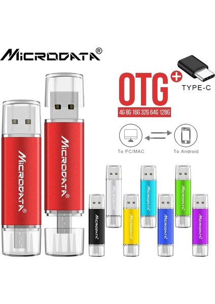 Yeşil 64 GB 3 In 1 Tip-C USB 2.0 Otg Kalem Sürücü Yüksek Hızlı USB Flash Sürücü 16 GB 32 GB 64 GB 128 GB Memory Stick Kalem Android Telefon Için (Yurt Dışından)