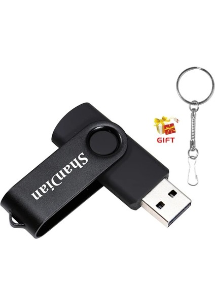 Siyah 32GB Yüksek Hızlı USB Flash Sürücüler 64GB Gerçek Kapasiteli Kalem Sürücü 32GB Döndürülebilir Siyah Memory Stick 16GB Ücretsiz Anahtarlık Pendrive 8gb 4gb (Yurt Dışından)