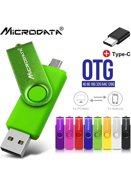 Mor 64 GB Çok Renkli Yüksek Hızlı Tip-C 3'ü 1 Arada Otg USB Flash Sürücü 64 GB 128 GB Kalem Sürücüsü 32 GB Akıllı Telefon Için Pendrive Mikro USB Sopa (Yurt Dışından)