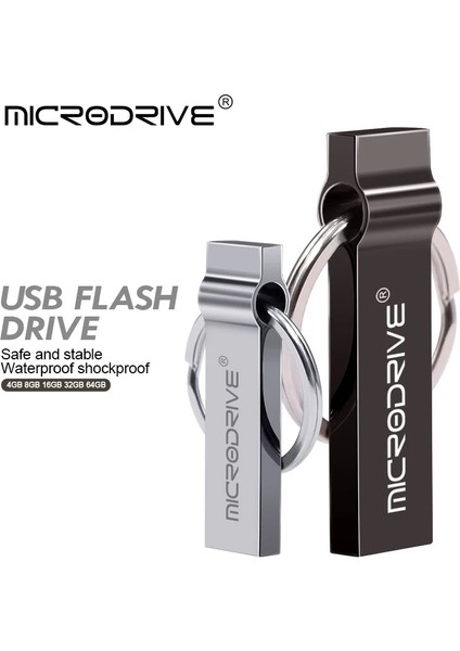 Siyah 64 GB Yeni Mikro Sürücü USB Flash Sürücü U Disk Su Geçirmez Metal Gümüş Hafıza Çubuğu Kalem Sürücü 16 GB 32 GB 64 GB 128 GB Mini Pendrive (Yurt Dışından) modelleri