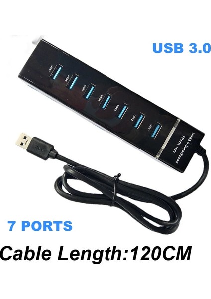 1.2m 7 Port Usb3.0 4/7 Port USB 3.0 Hub Splitter Adaptör Kablo Uzunluğu 30/120CM Masaüstü Pc Için Yüksek Hızlı Mac Dizüstü Klavye Fare Accesorios (Yurt Dışından)