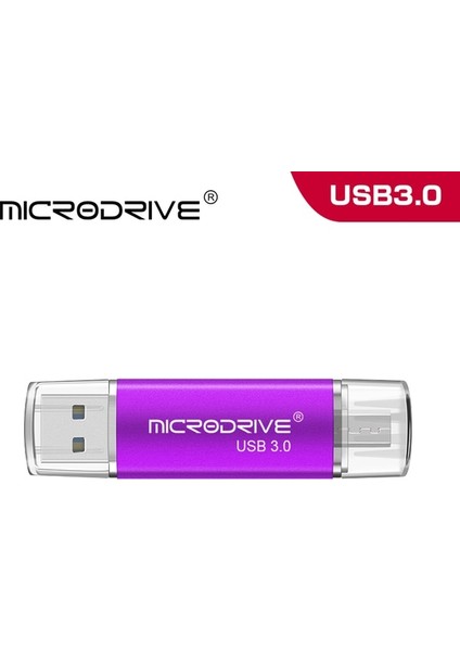 Mor 16GB Yüksek Hızlı USB 3.0 Flash Sürücüler 128GB 64GB 32GB 16GB USB Memory Stick Otg Harici Depolama Çift Uygulama Mikro Ücretsiz Adaptör (Yurt Dışından)