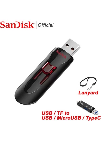 Çok Fonksiyonlu 16GB Sandisk Orijinal Flash Bellek USB Pendrive 64GB USB Flash Sürücü 32GB Anahtar USB 16GB USB Çubuk 128GB Mini U 256GB Pc Için USB Bellek (Yurt Dışından)